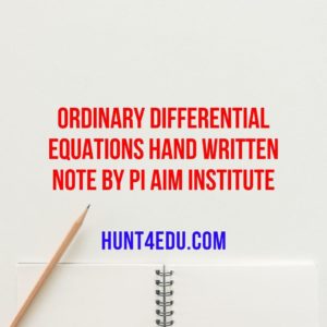 ordinary differential equations hand written note by pi aim institute